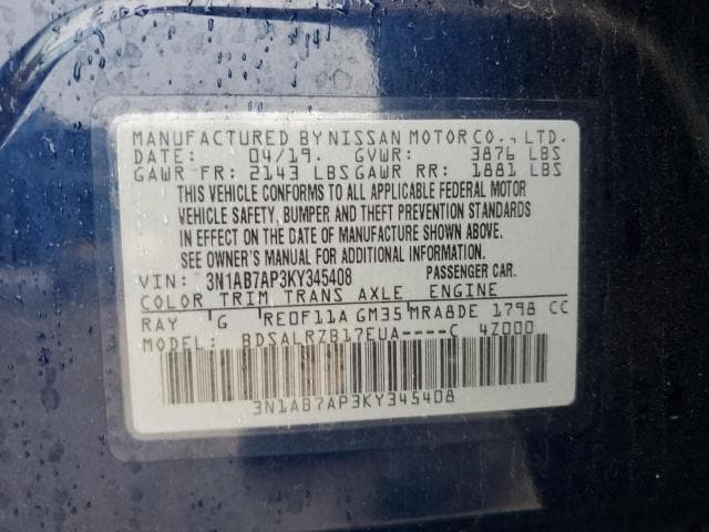 2019 NISSAN SENTRA SR 12