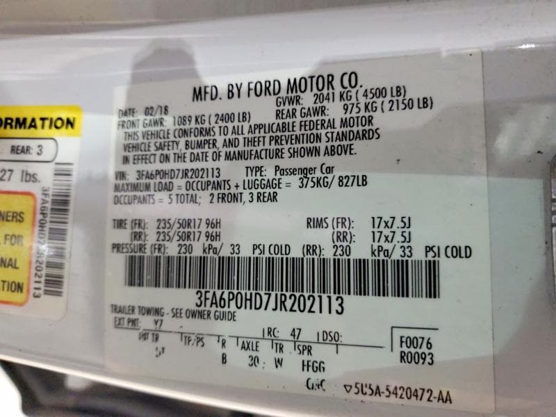 2018 FORD FUSION SE 12