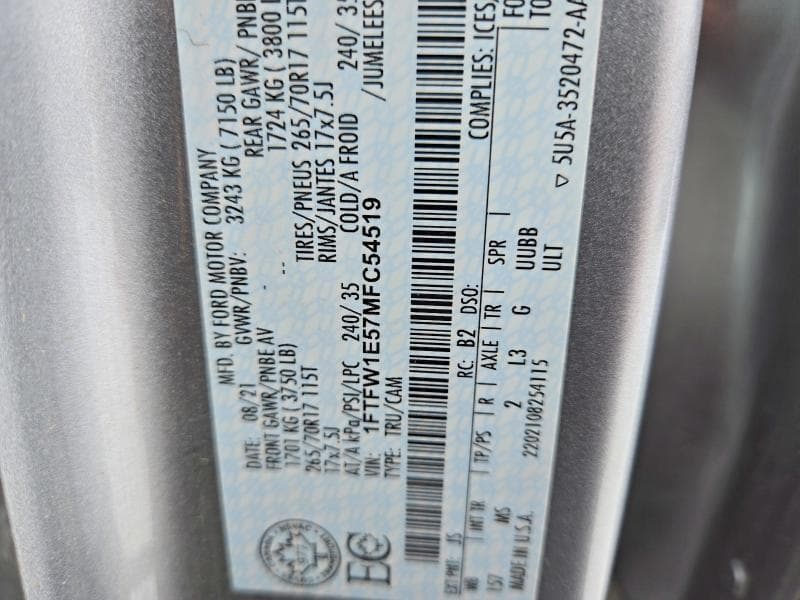 2021 FORD F150 SUPERCREW 12