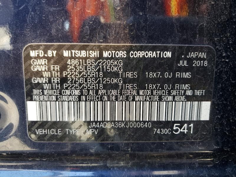 2019 MITSUBISHI OUTLANDER ES 13