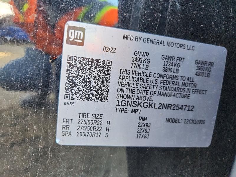 2022 CHEVROLET SUBURBAN K1500 HIGH COUNTRY 12