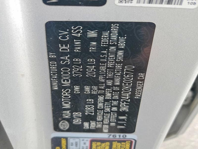 2019 KIA FORTE FE 12