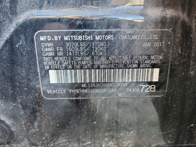 2017 MITSUBISHI MIRAGE ES 12