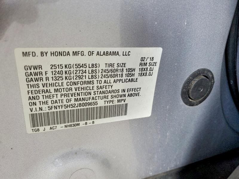 2018 HONDA PILOT EXL 14