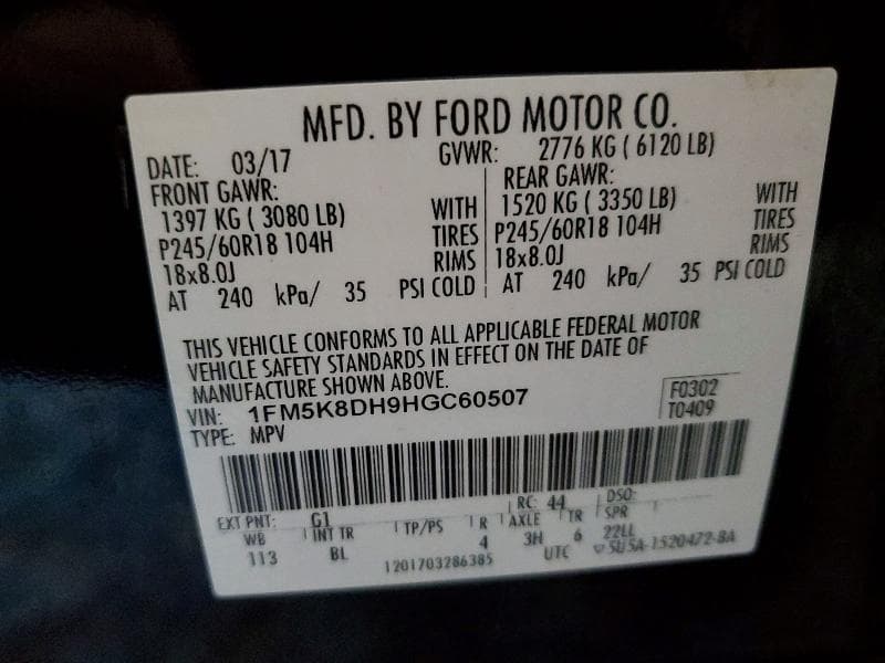 2017 FORD EXPLORER XLT 14