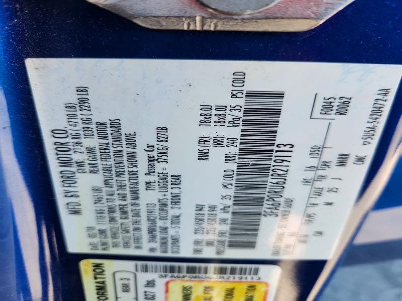 2018 FORD FUSION TITANIUM/PLATINUM HEV 12