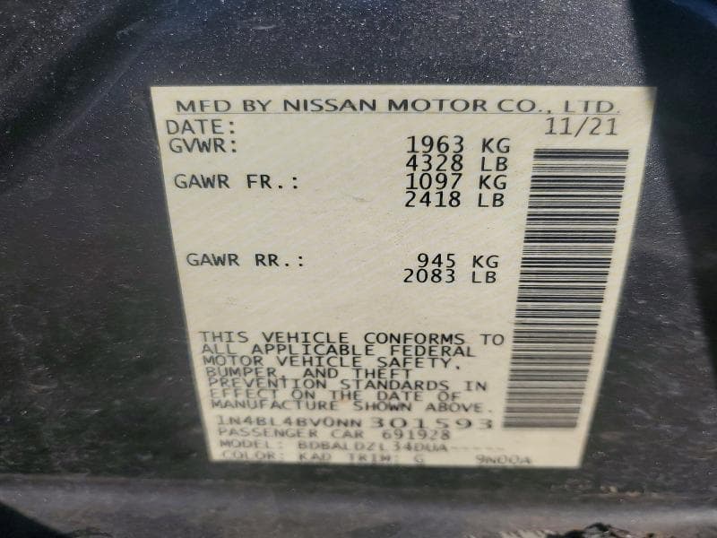 2022 NISSAN ALTIMA S 12