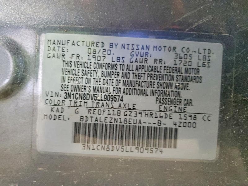 2020 NISSAN VERSA S 12
