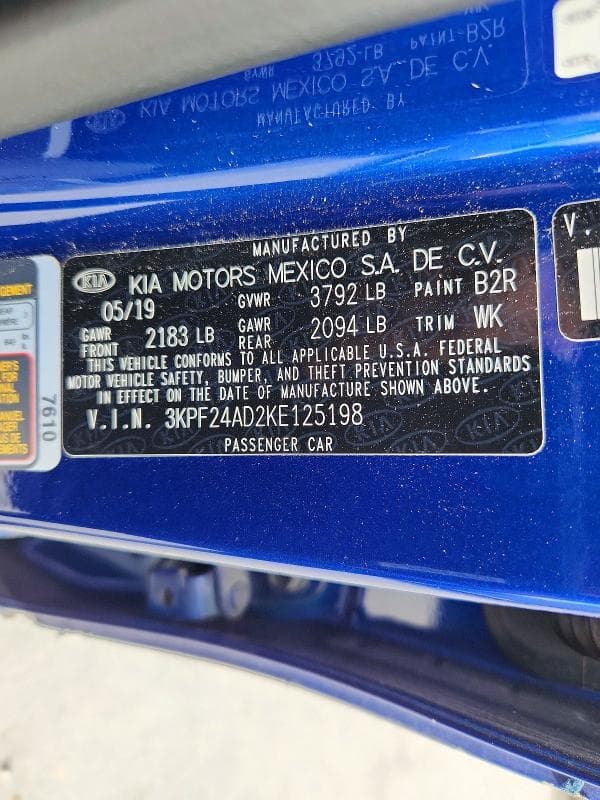 2019 KIA FORTE FE 13