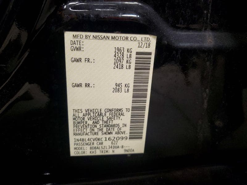 2019 NISSAN ALTIMA SR 12