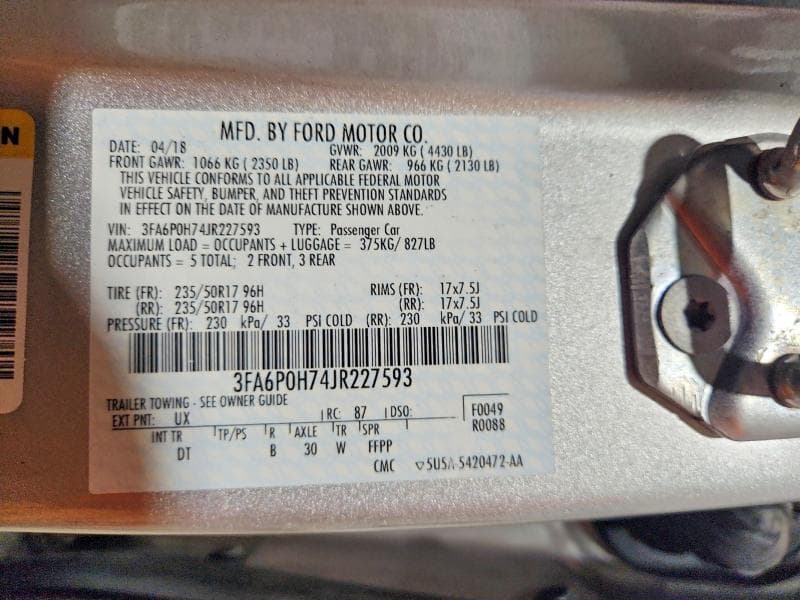 2018 FORD FUSION SE 12
