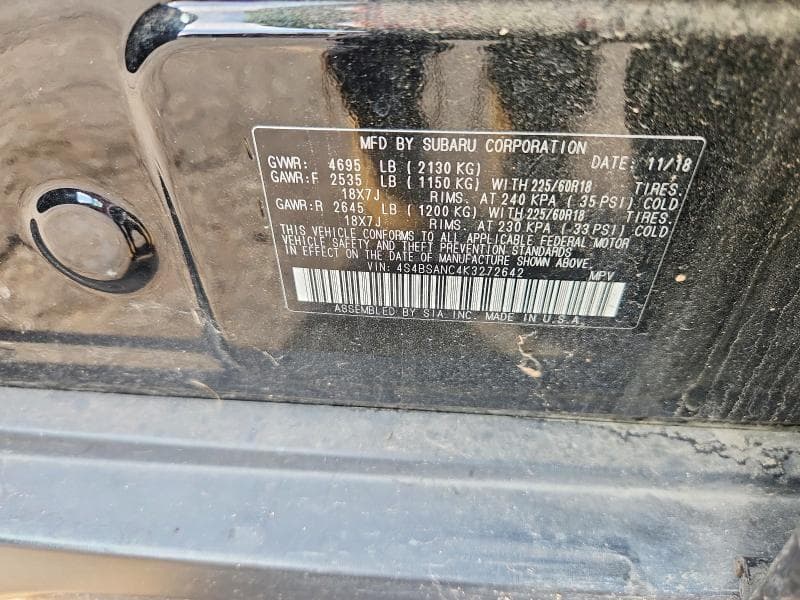2019 SUBARU OUTBACK 2.5I LIMITED 13