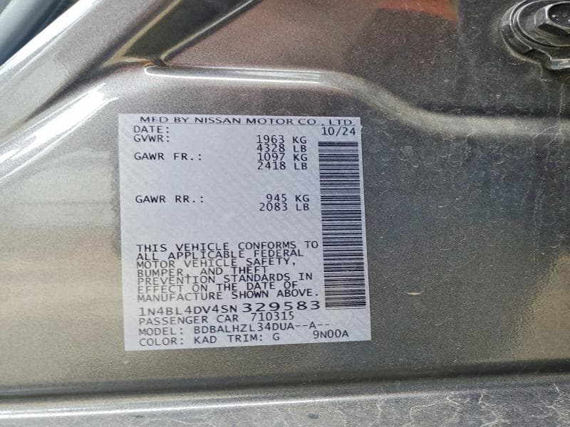 2025 NISSAN ALTIMA SV 12