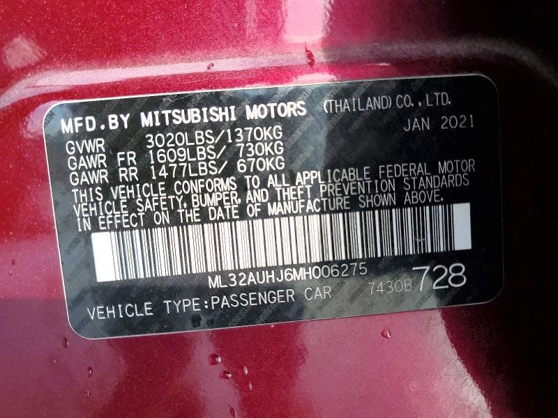2021 MITSUBISHI MIRAGE ES 13