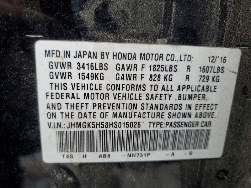 2017 HONDA FIT LX 12