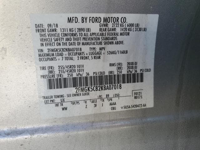 2019 FORD FLEX SEL 13