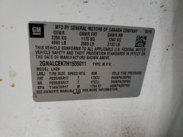2017 CHEVROLET EQUINOX LT 13