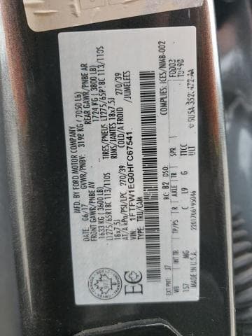 2017 FORD F150 SUPERCREW 12