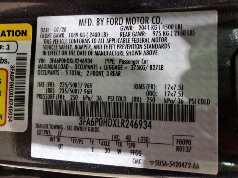 2020 FORD FUSION SE 13