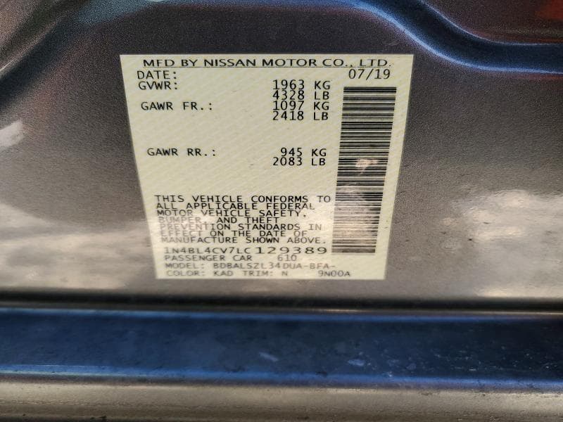 2020 NISSAN ALTIMA SR 12
