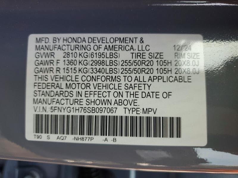 2025 HONDA PILOT TOURING 14