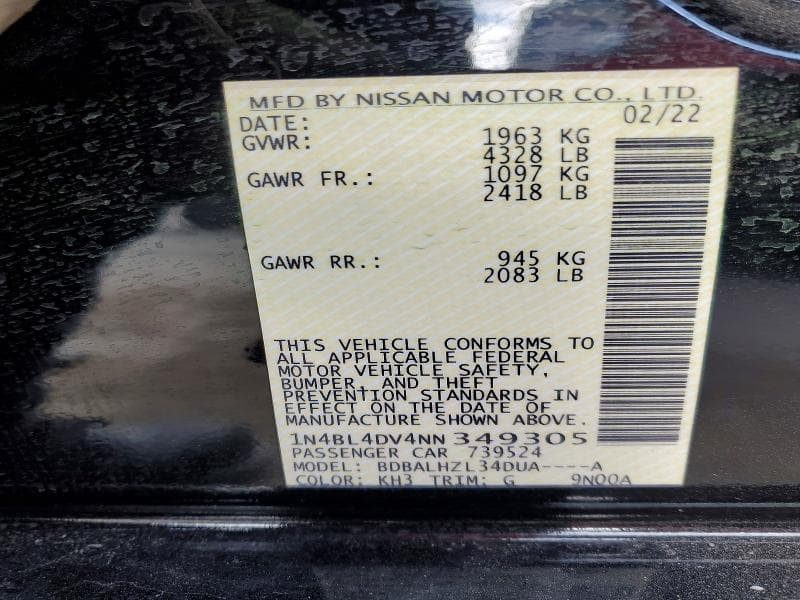 2022 NISSAN ALTIMA 2.5 SV 12