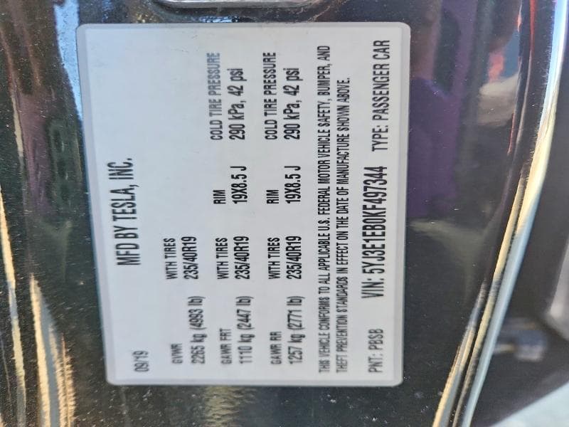 2019 TESLA MODEL 3 12