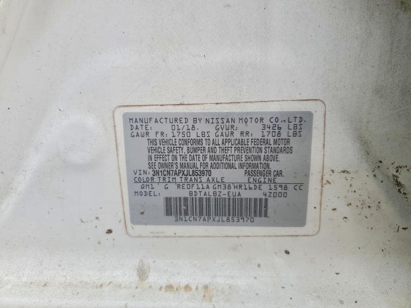 2018 NISSAN VERSA S 12