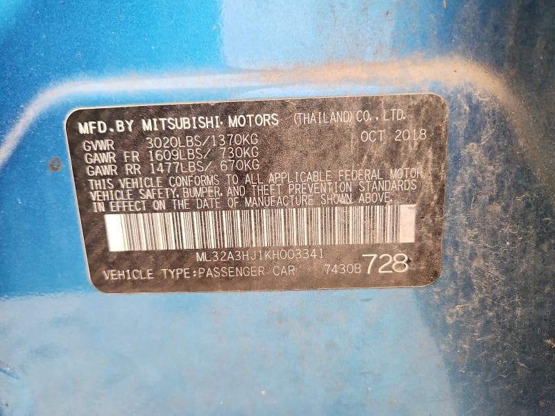 2019 MITSUBISHI MIRAGE ES 12