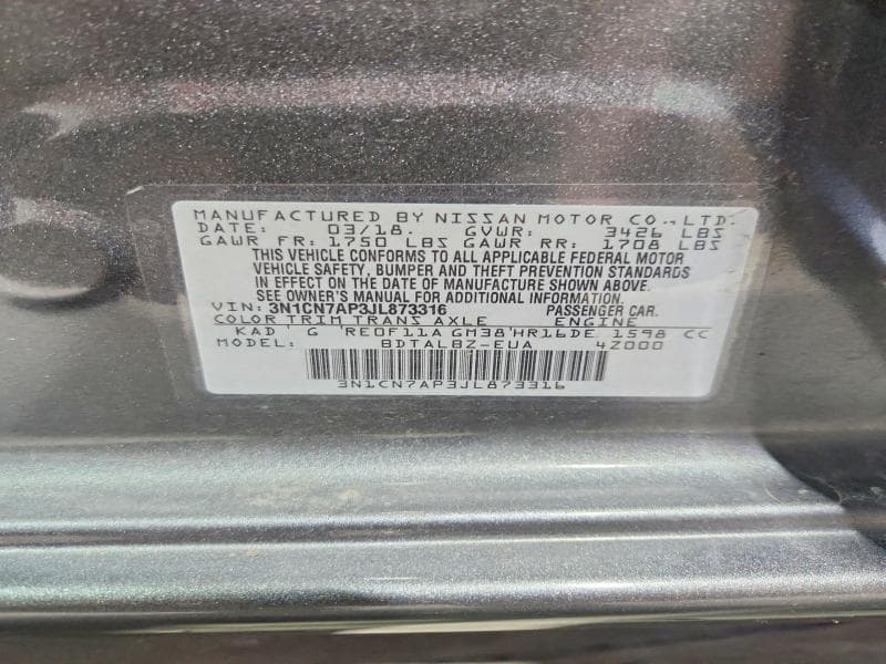 2018 NISSAN VERSA SV 13