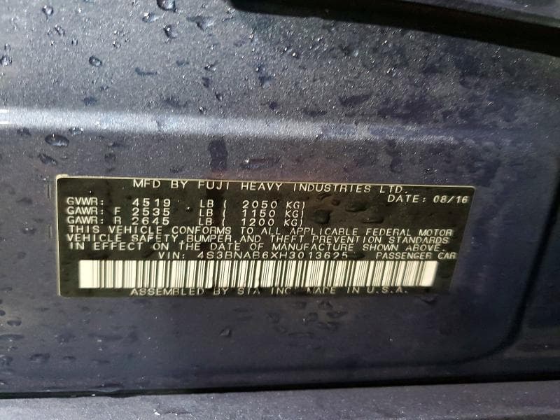 2017 SUBARU LEGACY 2.5I 13