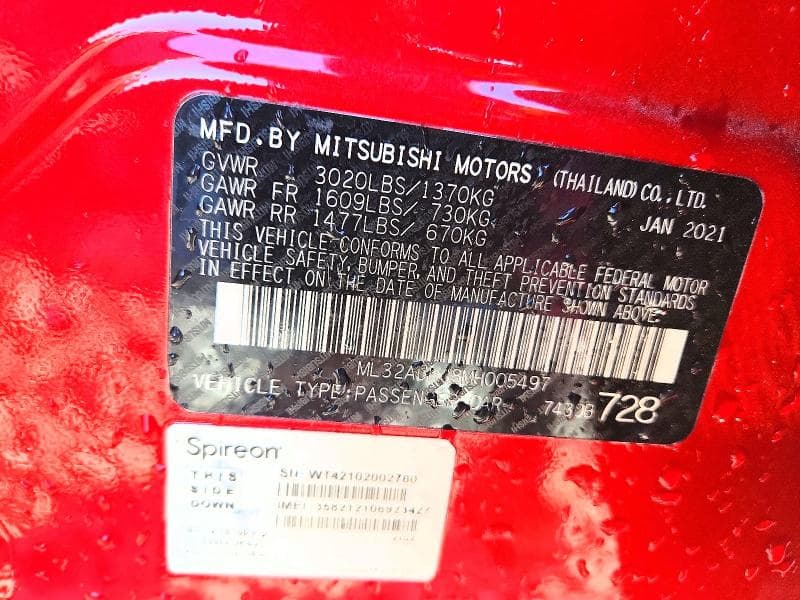 2021 MITSUBISHI MIRAGE ES 12