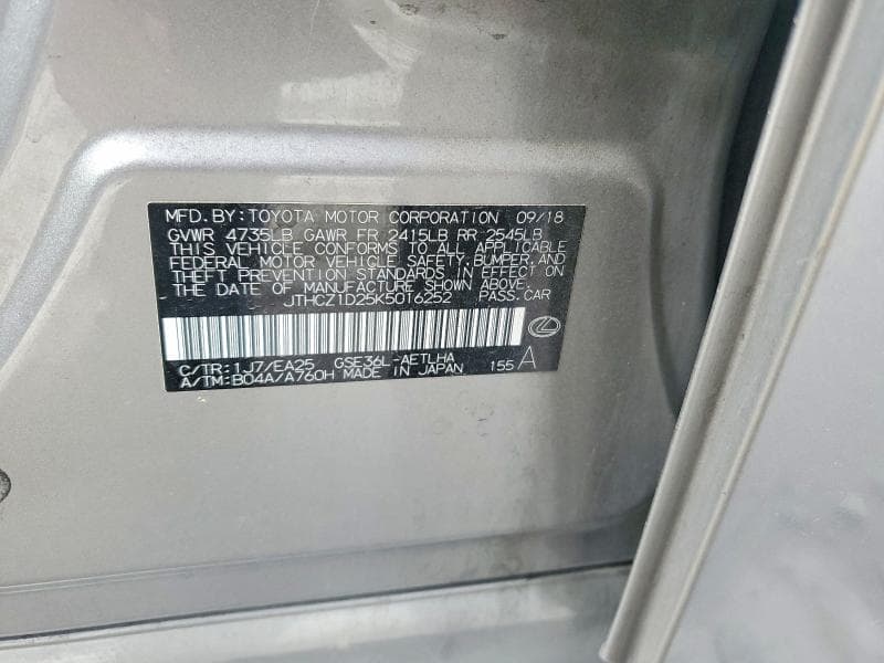 2019 LEXUS IS 350 BASE 12