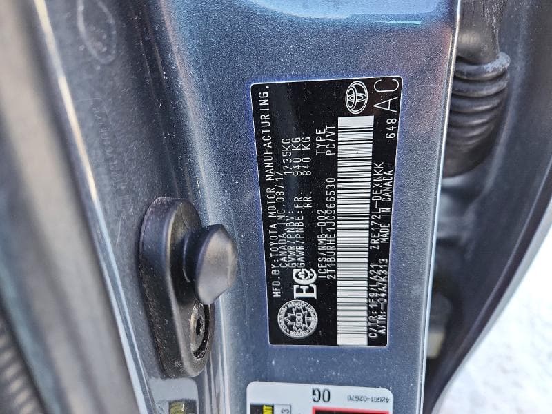 2018 TOYOTA COROLLA L 12