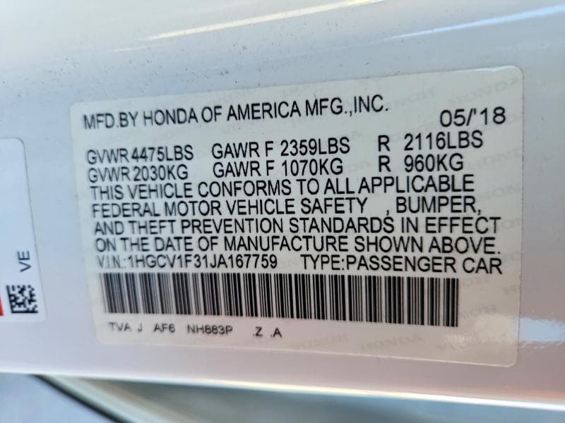 2018 HONDA ACCORD SPORT 13