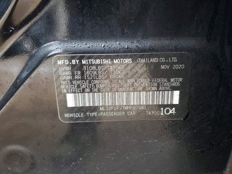2021 MITSUBISHI MIRAGE G4 ES 12