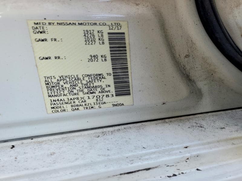 2018 NISSAN ALTIMA 2.5 12