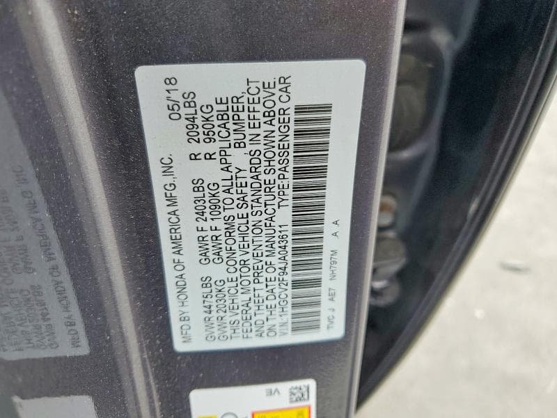 2018 HONDA ACCORD TOURING 13