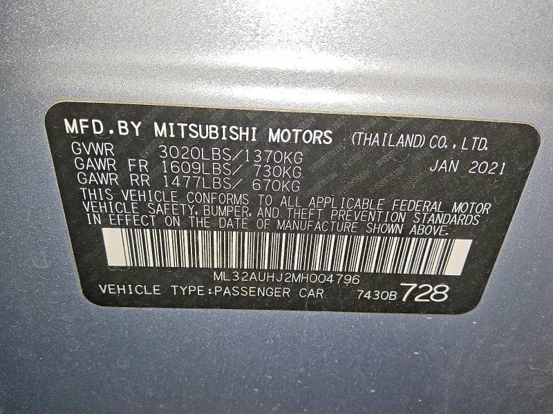 2021 MITSUBISHI MIRAGE ES 12