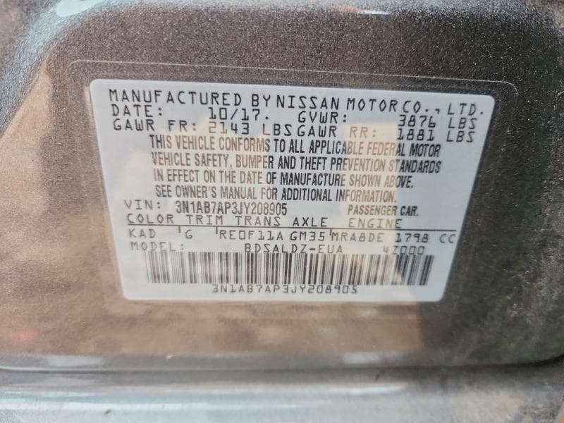2018 NISSAN SENTRA S 13