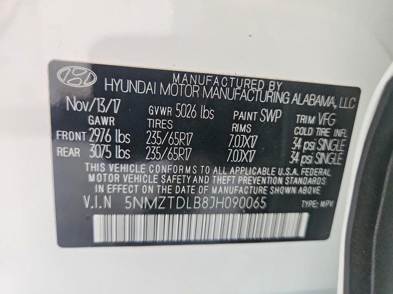 2018 HYUNDAI SANTA FE SPORT 2.4L 14