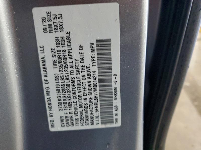 2021 HONDA ODYSSEY EXL 14