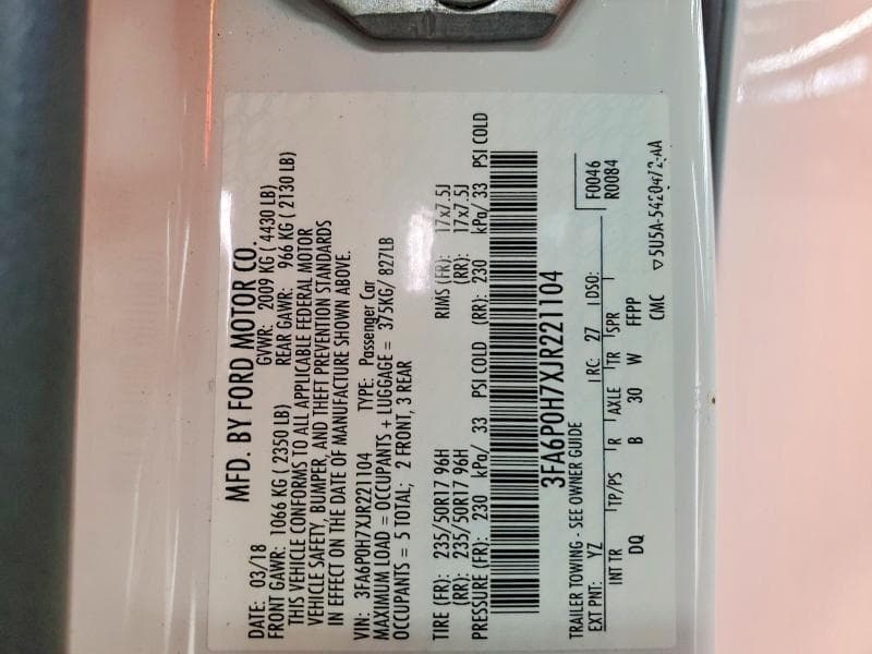 2018 FORD FUSION SE 12