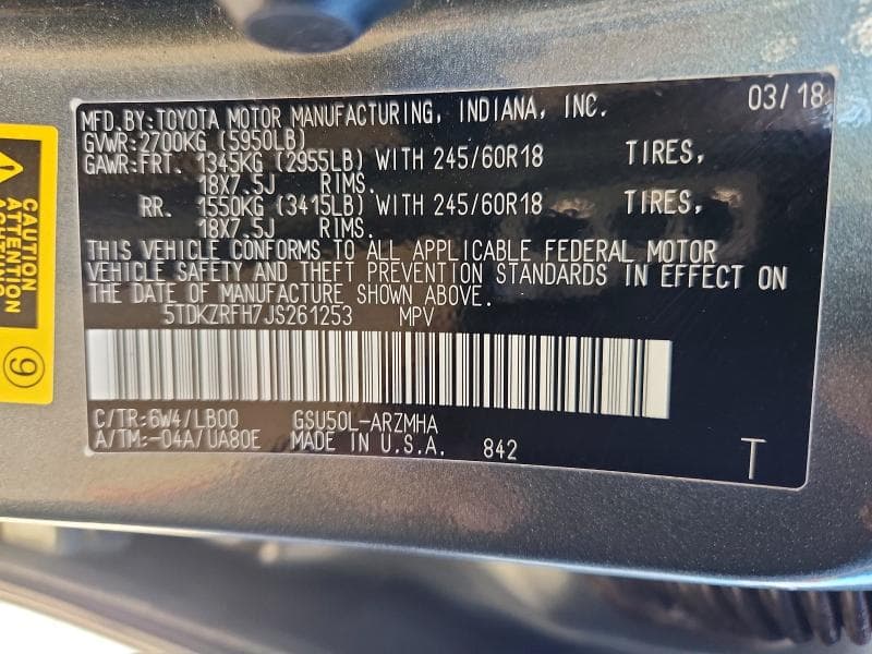 2018 TOYOTA HIGHLANDER SE 13