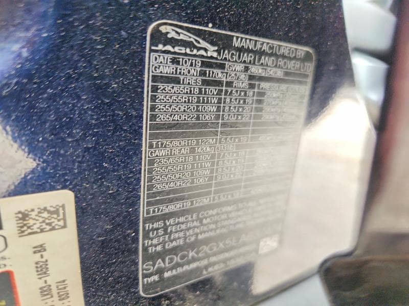 2020 JAGUAR F-PACE PRESTIGE 13