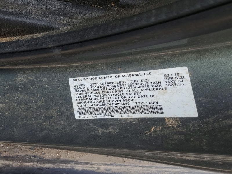 2018 HONDA ODYSSEY EXL 13