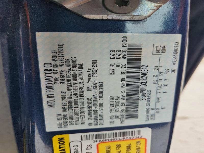 2018 FORD FUSION SE 12