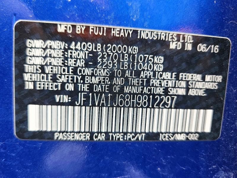 2017 SUBARU WRX LIMITED 12