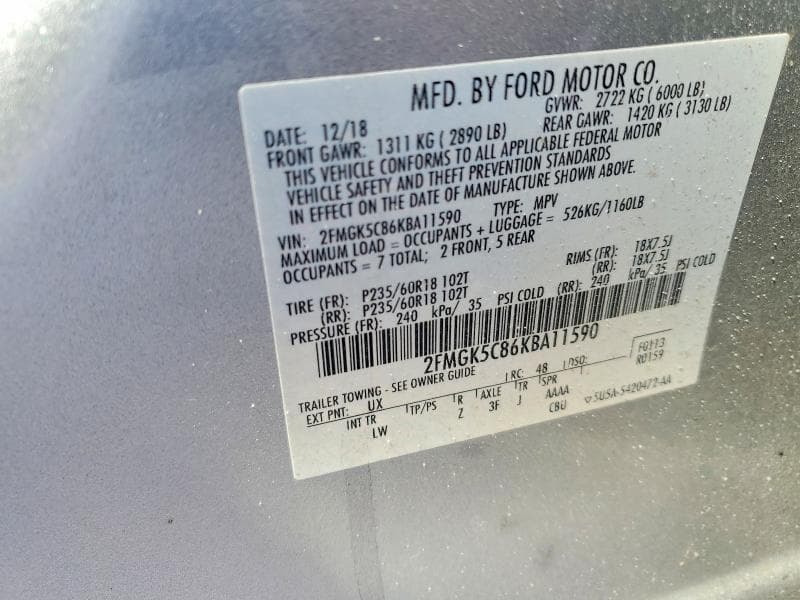2019 FORD FLEX SEL 13