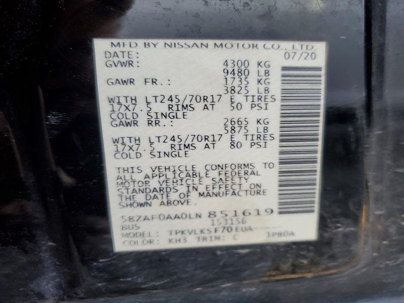 2020 NISSAN NV 3500 HD SL 14